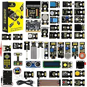KEYESTUDIO 45 Sensors Starter Kit with microbit Board for BBC Microbit, Sensor Breakout Board,i2c LCD,OLED Display,Gas Sensor,Water Level,Relay etc. with Tutorials Coding for Kids Teens Adults