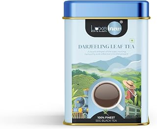 Luxebrew Darjeeling Leaf Tea | 100% Finest Loose Leaf Tea | Premium Single-Origin Brew from Himalayan Foothills | Aromatic & Smooth Flavor | 50g/1.7oz Tin Pack