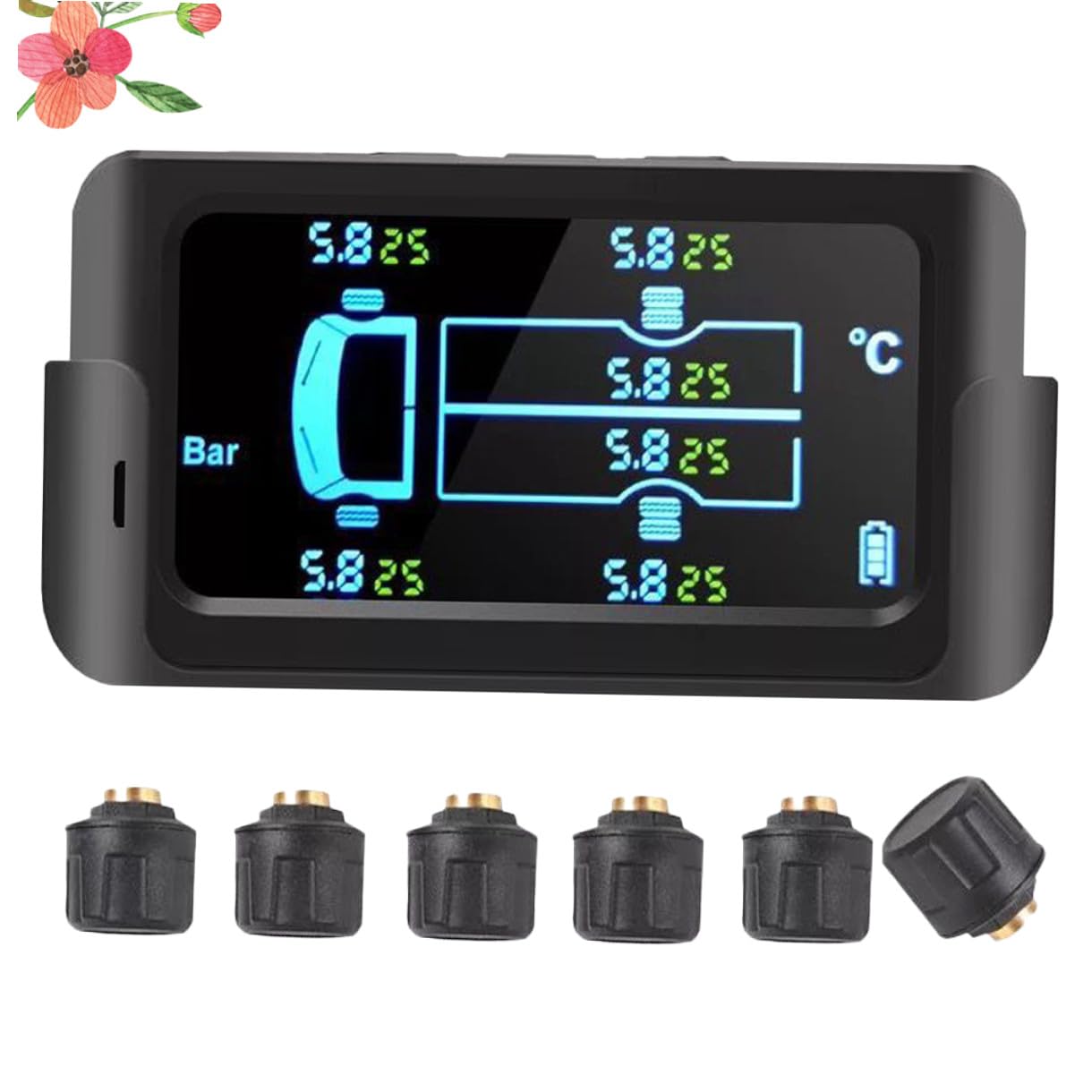 Sistema di Monitoraggio Pressione Pneumatici Sensori Esterni ABS 6 Pneumatici Wireless Solare per Camion e Autobus