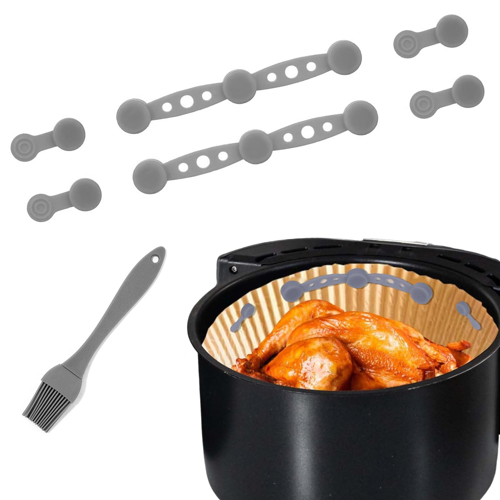 6 Stück Silikon Magnete für Airfryer Backpapier - Anti-Verrutschungs-Magnete für Backpapier, Lebensmittelsafe Silikon, s