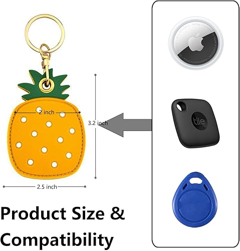 Miniatura 2 de Bonita funda de cuero con llavero para Apple AirTag, Tile Mate, Galaxy SmartTag, eufy SmartTrack Link y llavero, antiarañazos