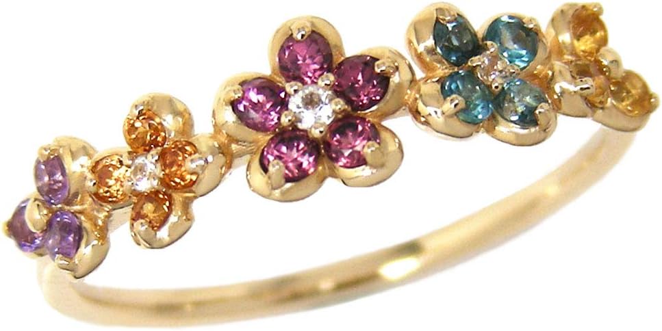 ツツミ K10イエローゴールドマルチストーンリング ファッション