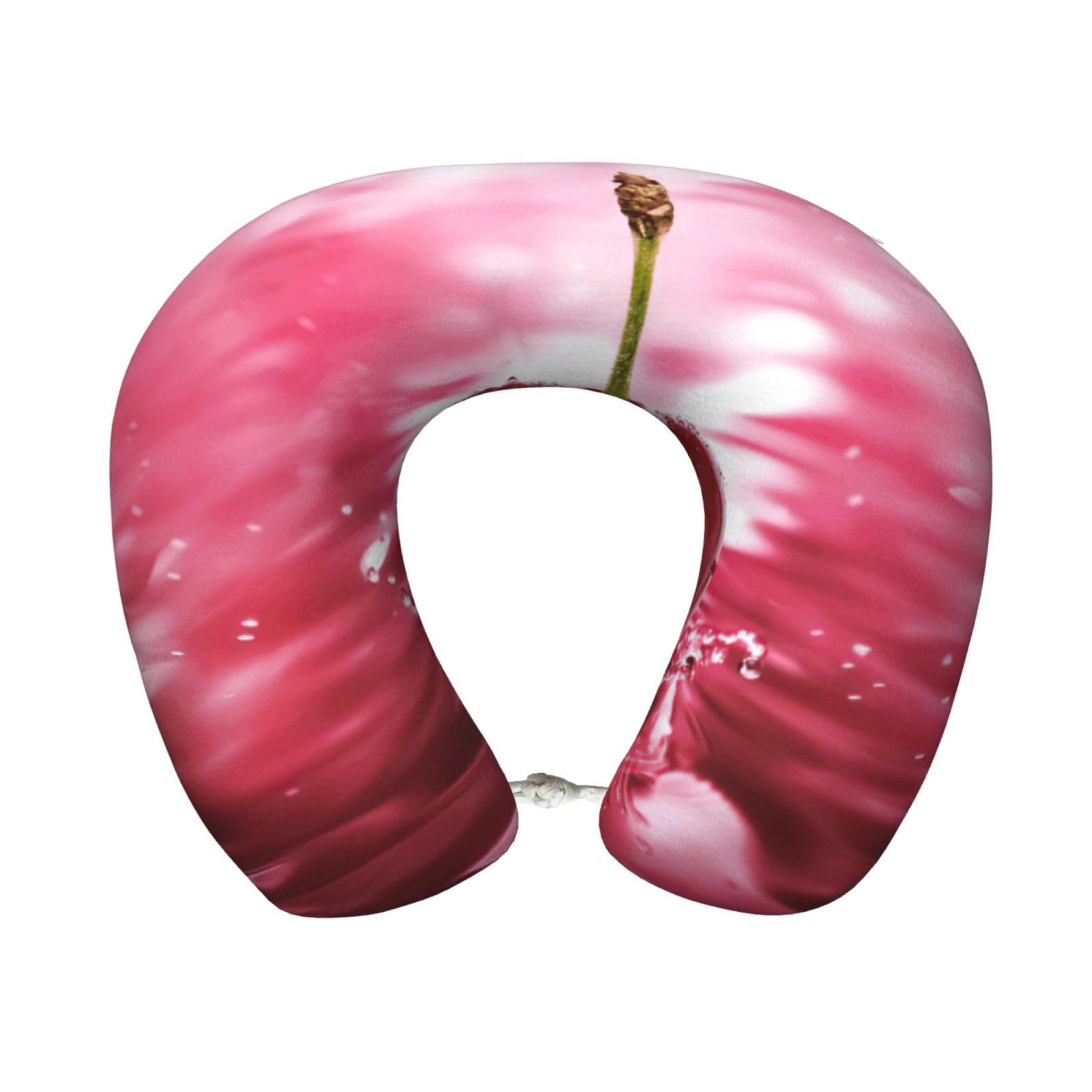 yagDAA Red Cherries Print U-Shape Travel Neck Pillows Memory Foam Neck Pillow For Airplane Car Office Sleeping Rest