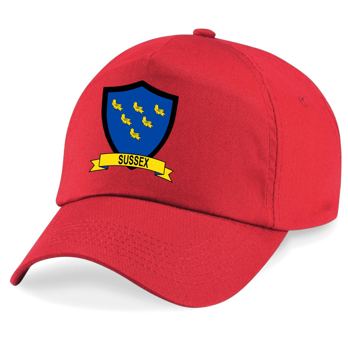 Sussex County Embroidered Baseball Cap Cricket Sport Your County Embroidery (Red)