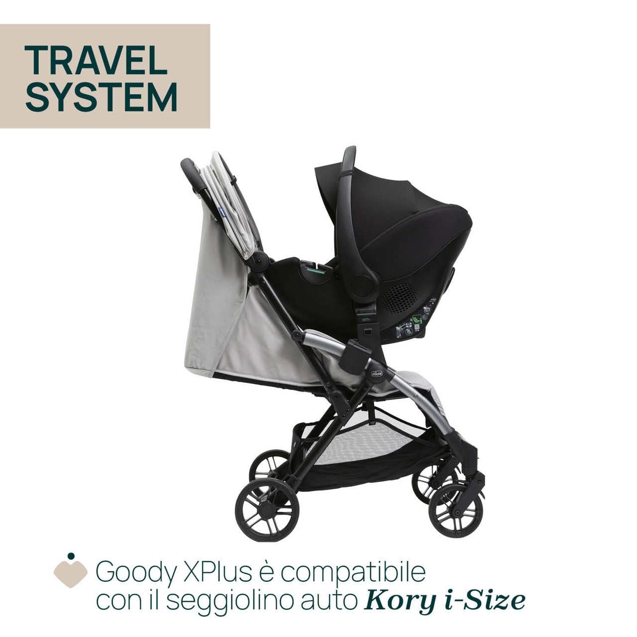 Chicco Silla de Paseo Goody XPlus, Cochechito de 0-4 años(22 kg),cierre con una sola mano,se pliega con un solo movimiento,compacto,ruedas grandes,capota extensible,respaldo ajustable en 4 posiciones