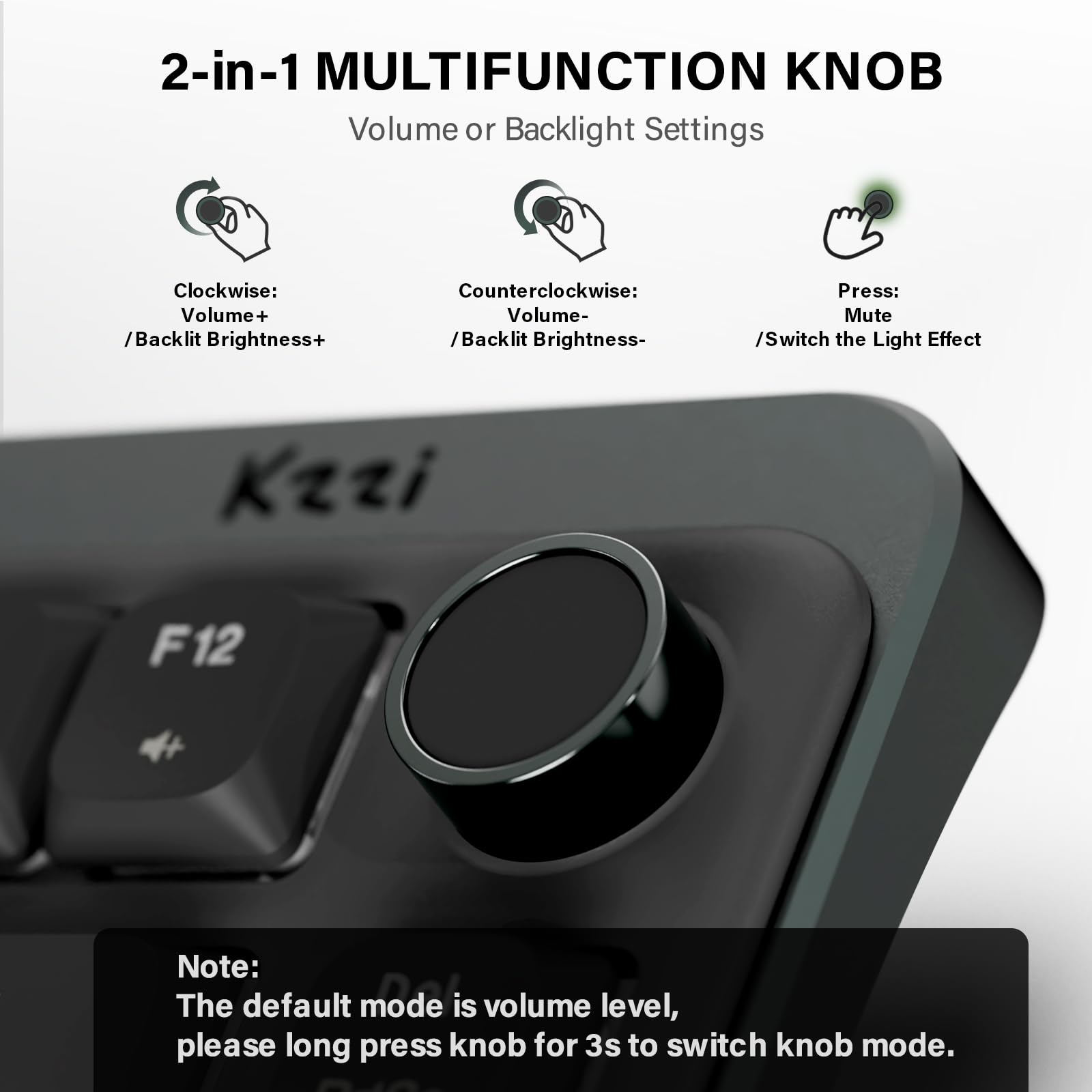 KZZI i75 Low Profile Mechanical Keyboard with Volume Knob, 75