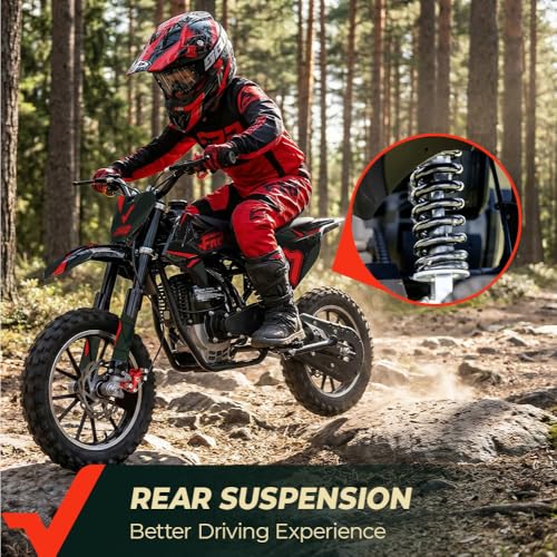 Image of FRP FX40-Ogemaw Teens Dirt Bike, 40CC 4-Stroke Gas Powered Mini Dirt Bike with Goggles /Neck Gaiter /Gloves, 20 MPH Max Speed, Dual Disc Brakes, 132 LBS Capacity - Black
