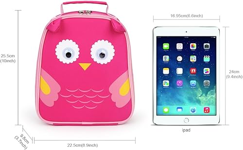 Miniatura 8 de yodo Bolsa de almuerzo aislada para niños con etiqueta de nombre, búho