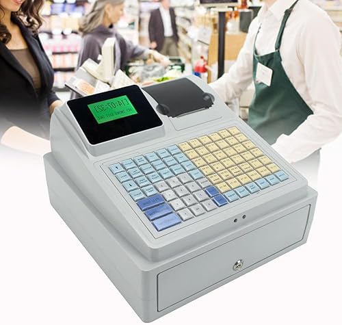 Caja registradora 8 LED digital con bandeja de efectivo extraíble e impresora térmica, sistema POS caja registradora, caja registradora, caja