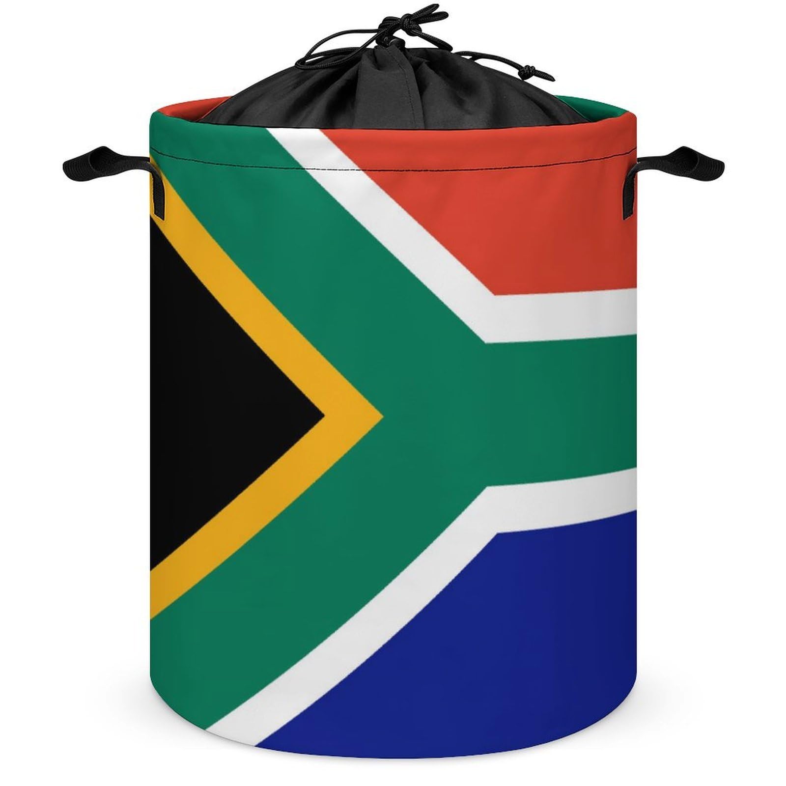 Qjjinxior Drawstring Laundry Hamper, South Africa Flag Laundry Basket, Washing Basket with Handle