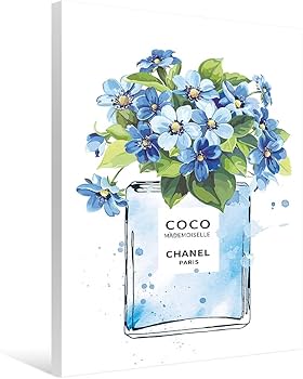 アーティスト絵画　CHANELアート Amazon.co.jp: 7CANVAS アートパネル シャネル 香水 青 フラワーズ