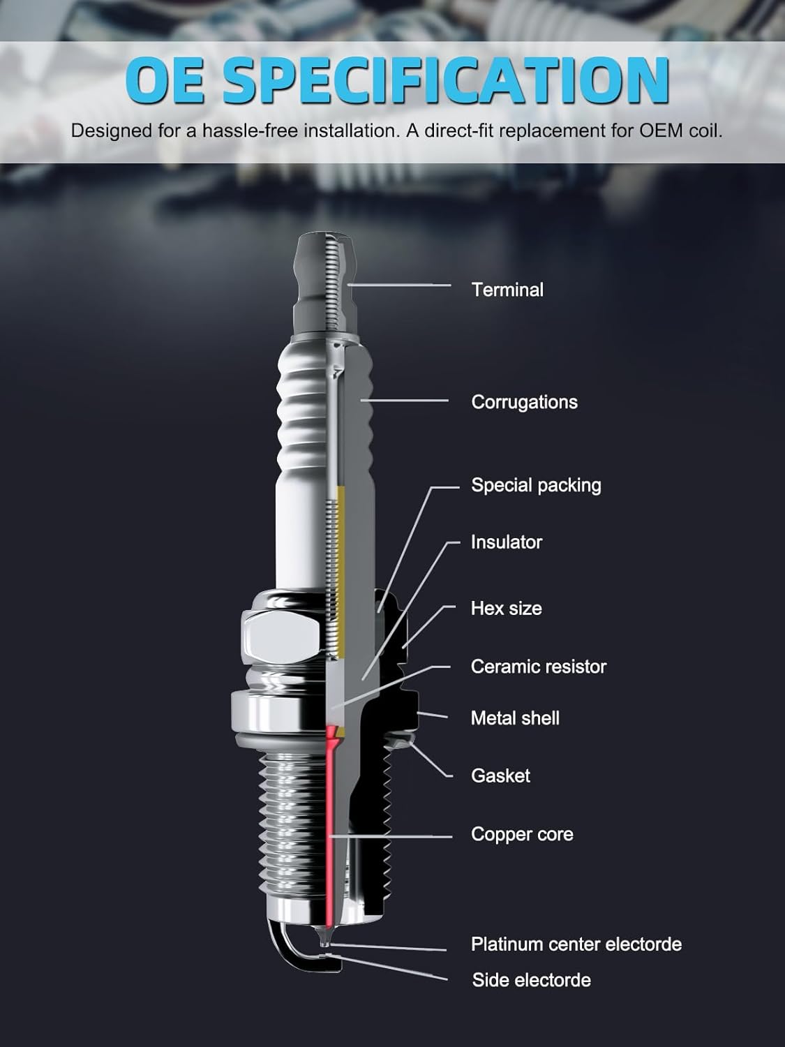 Set of 4 UF725 Ignition Coil Pack & Iridium Spark Plugs 【1.2L ONLY】 2013-2015 For Chevrolet Spark,Replace # C1846 5C1903 96983945 25190788 19350923 9023781