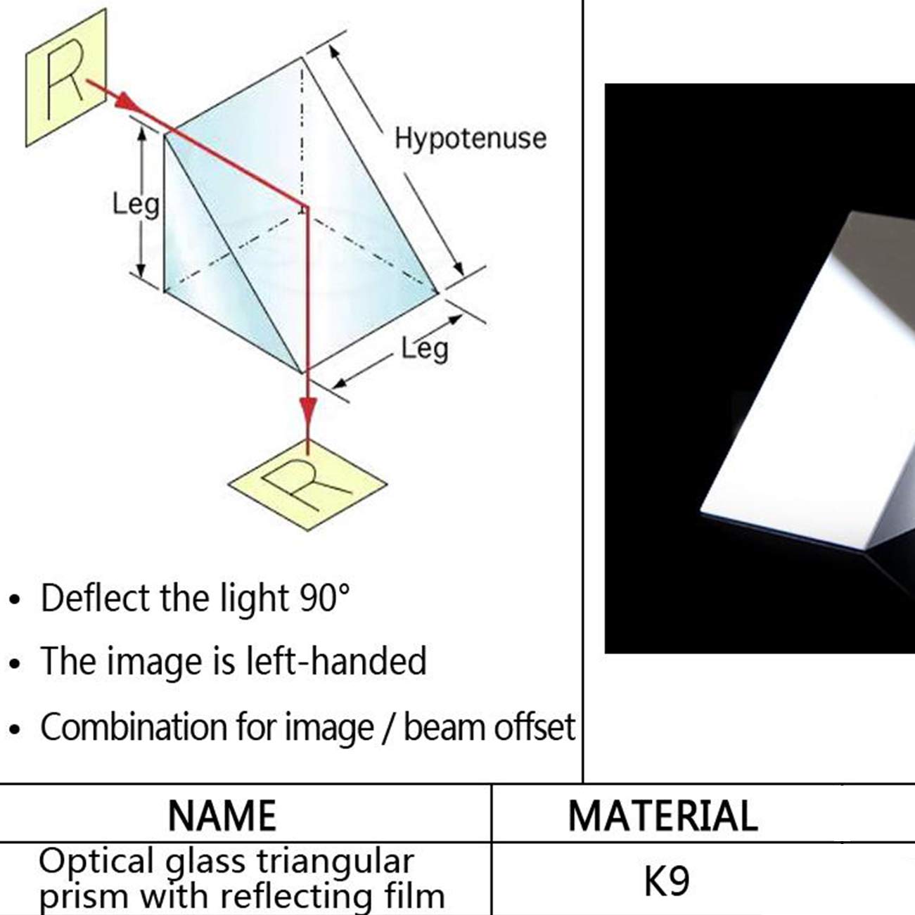Prisme triangulaire en verre optique, fabricant d'arc-en-ciel en cristal for expériences scientifiques de photographie, enseignement de la physique, spectre lumineux isocèle à angle droit, 25,4 mm ( S
