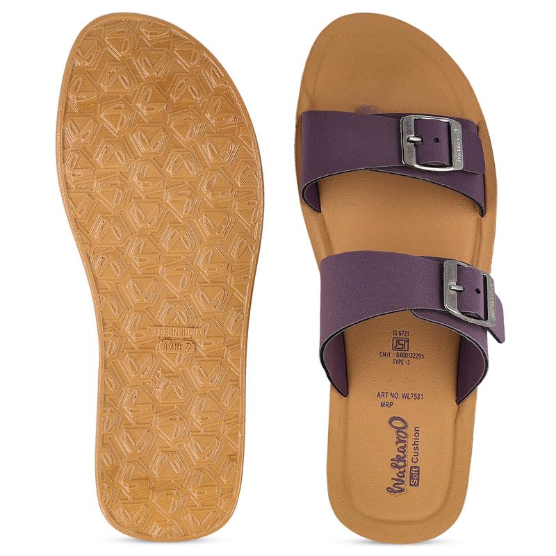 Image of WALKAROO Women's Fashion Sandals with Cushion Sole, Toe Seperator, Dual Straps with Buckles and Lightweight - WL7581