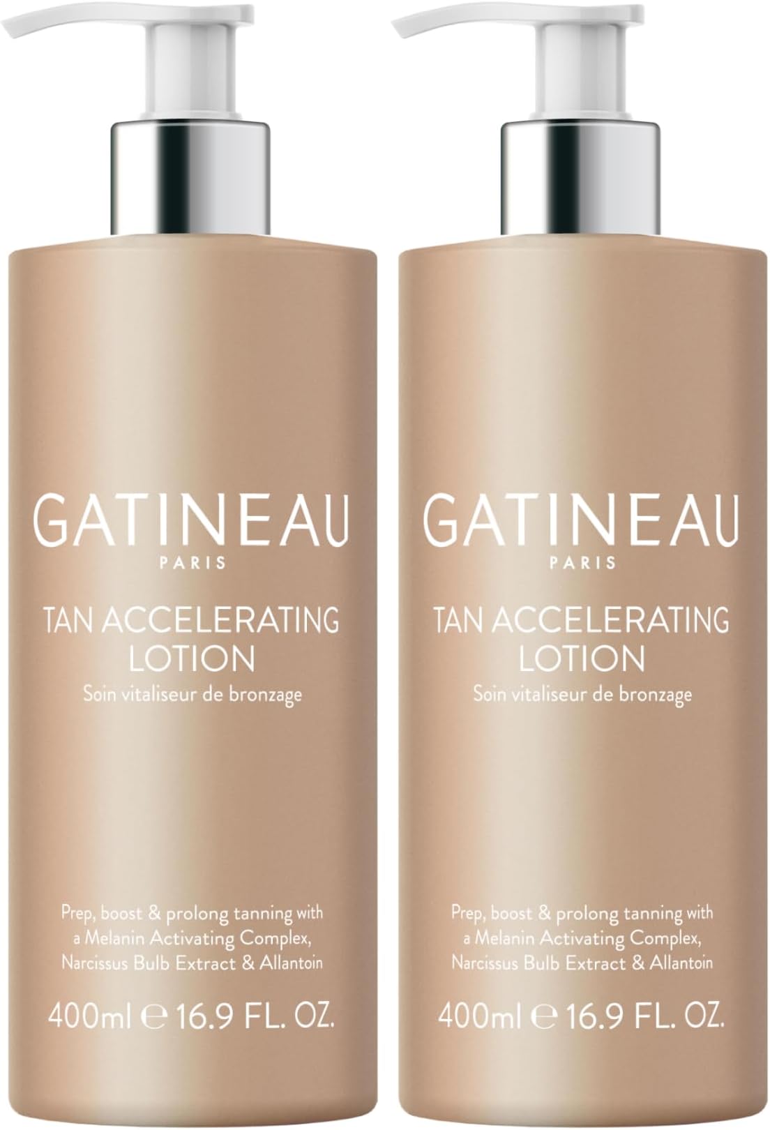Tan Accelerating Lotion Duo Pack (400ml x 2 Bottles), Enhance Natural Tanning, For Face & Body