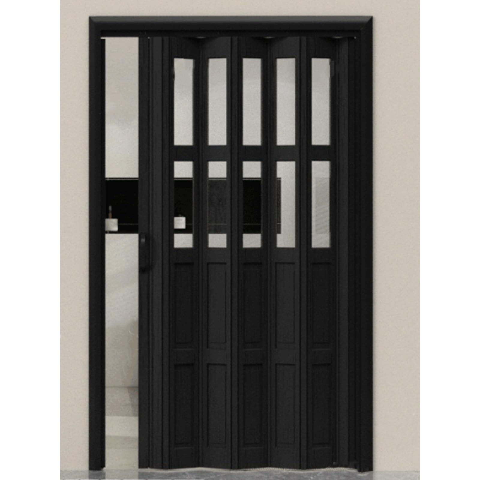 Porte pliante avec panneaux givrés occultants pour placard et salle de bain