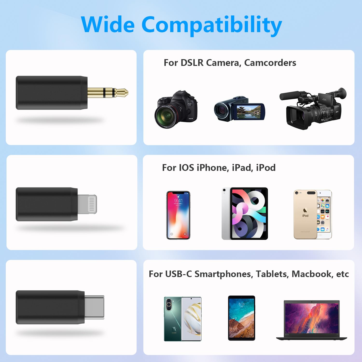 BOYA BOYALINK - Micrófono Lavalier inalámbrico para iPhone Android Smartphone cámara cancelación de ruido, 10h, 328 pies, 3.5 mm, USB tipo C, micrófono inalámbrico de solapa para grabación de video