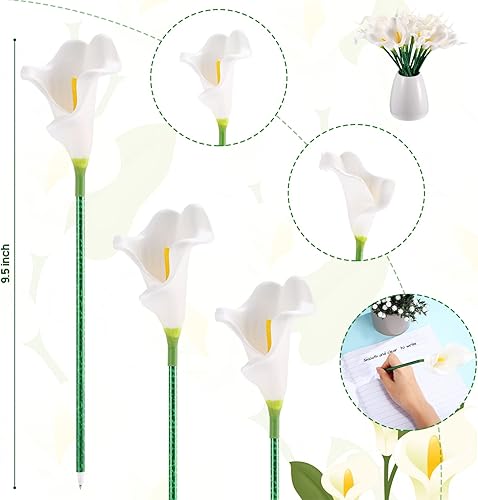 Miniatura 2 de 24 bolígrafos de flores a granel con diseño de girasol y mariposas bolígrafos de lirios de cala bolígrafos de escritura de 0020in 0028in para el