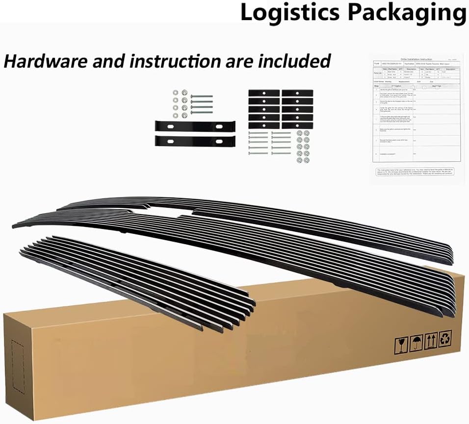 Front Grille Inserts for 2011-2014 Chevy Silverado 2500HD 3500HD Chrome Upper Bumper Grill Replacement Combo 3pcs Aluminum