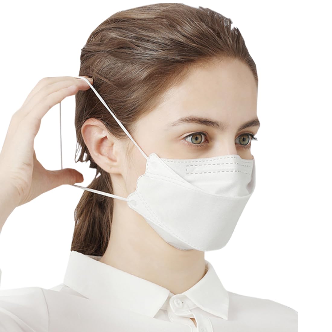 40 Pcs KF94 Face_Masks1 4-Ply Breathable 3D Face Màsk for Adult Highly elastic ear straps,Breathable comfort White