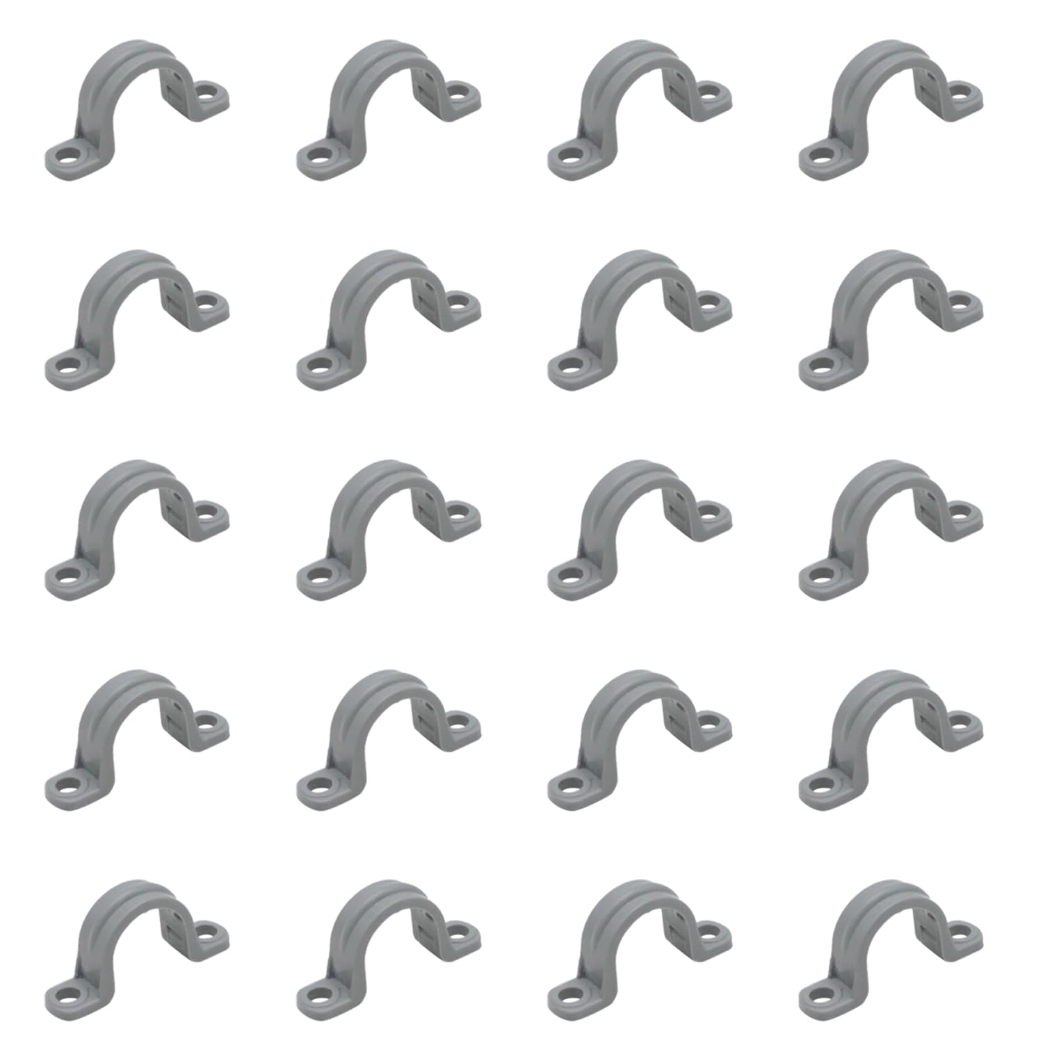 TOMSHIELE 1/2 Inch 20pcs PVC Pipe Straps Reliable 2-Hole Plastic Conduit Clamps for Secure and Organized Mounting of PVC Pipes Conduits, and Cables UL