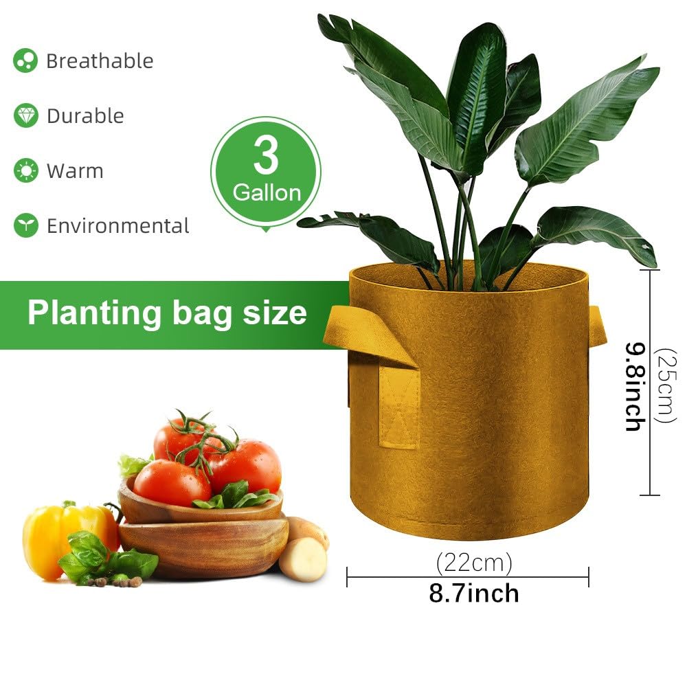 Paquete de 5 Bolsas de Cultivo de 3 galones, macetas de Tela no Tejida Gruesa Resistente con Asas, Bolsas de Cultivo de Plantas para Verduras, Flores, Plantas, Frutas, Color marrón
