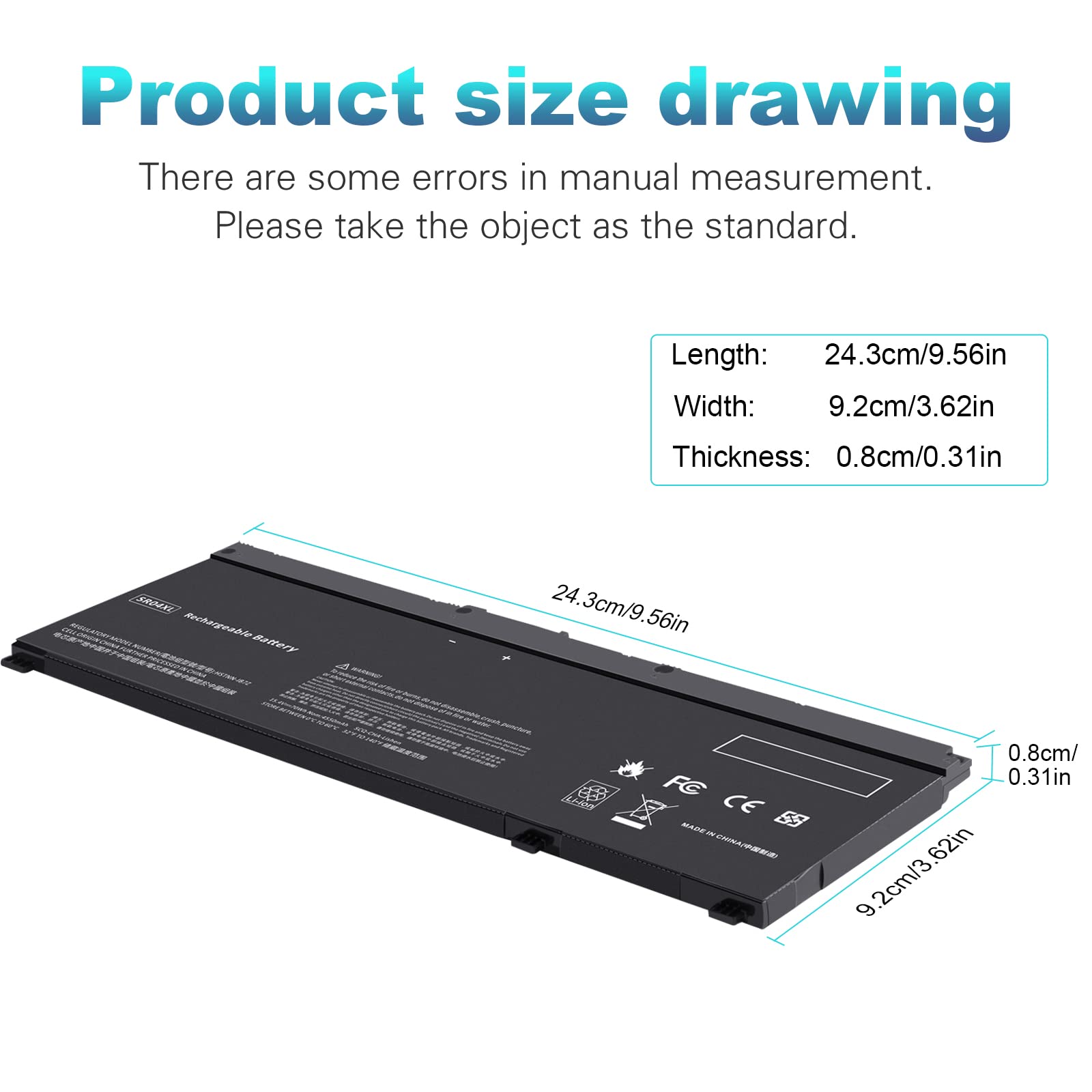 70Wh SR03XL SR04XL SRO4XL Laptop Battery for Hp 917678-171 917678-1B1 917678-2B1 917724-855 HSTNN-DB7W HSTNN-IB7Z HSTNN-IB72 TPN-C133 TPN-C134 TPN-Q193 15-CB000 15-CE015DX 15-CE000 15-DC0000 Series
