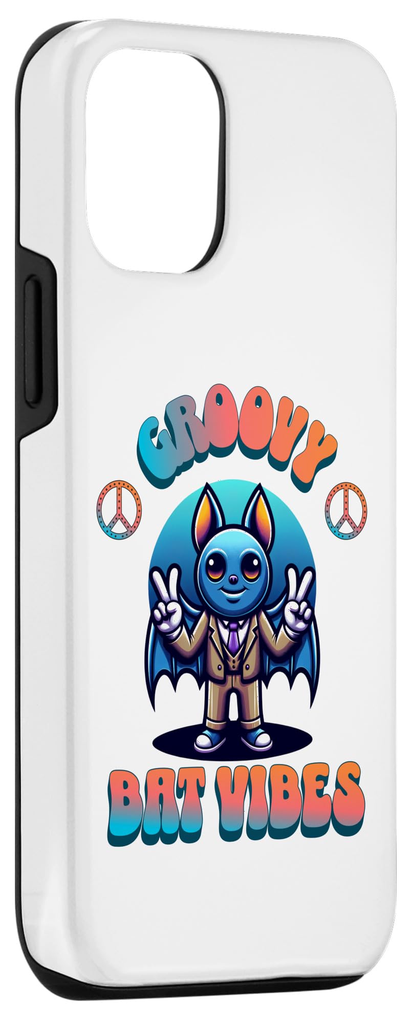 iPhone 15 Groovy Bat Vibes Halloween Hippy Peace Animal Lovers Case - Image 3