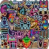 ネオン風ステッカー50枚、ビニール製防水ラップトップステッカー 学生へのギフト 学校用品 教室 先生への賞品 (ネオン系列)