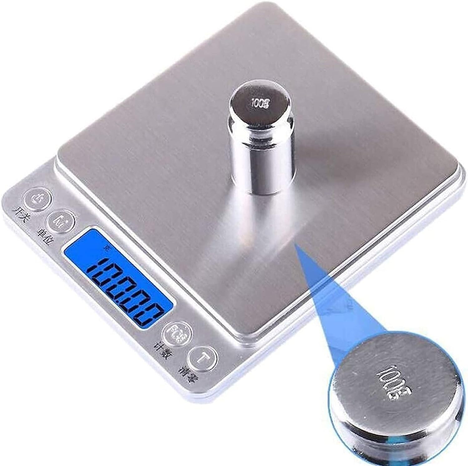 Bilancia Digitale per Alimenti, pesa Grammi e Cucina, Elettronica ad Alta precisione con Display (Argento 2000 g)