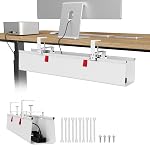 Univivi No Drill Cable Management Tray Under Desk,36" Cord Organizer,Clamp-on/Screw Mount Desk Cable Management,Hidden Storage Computer Wire for Office,Home,Premium Fabric Cable Management Tray