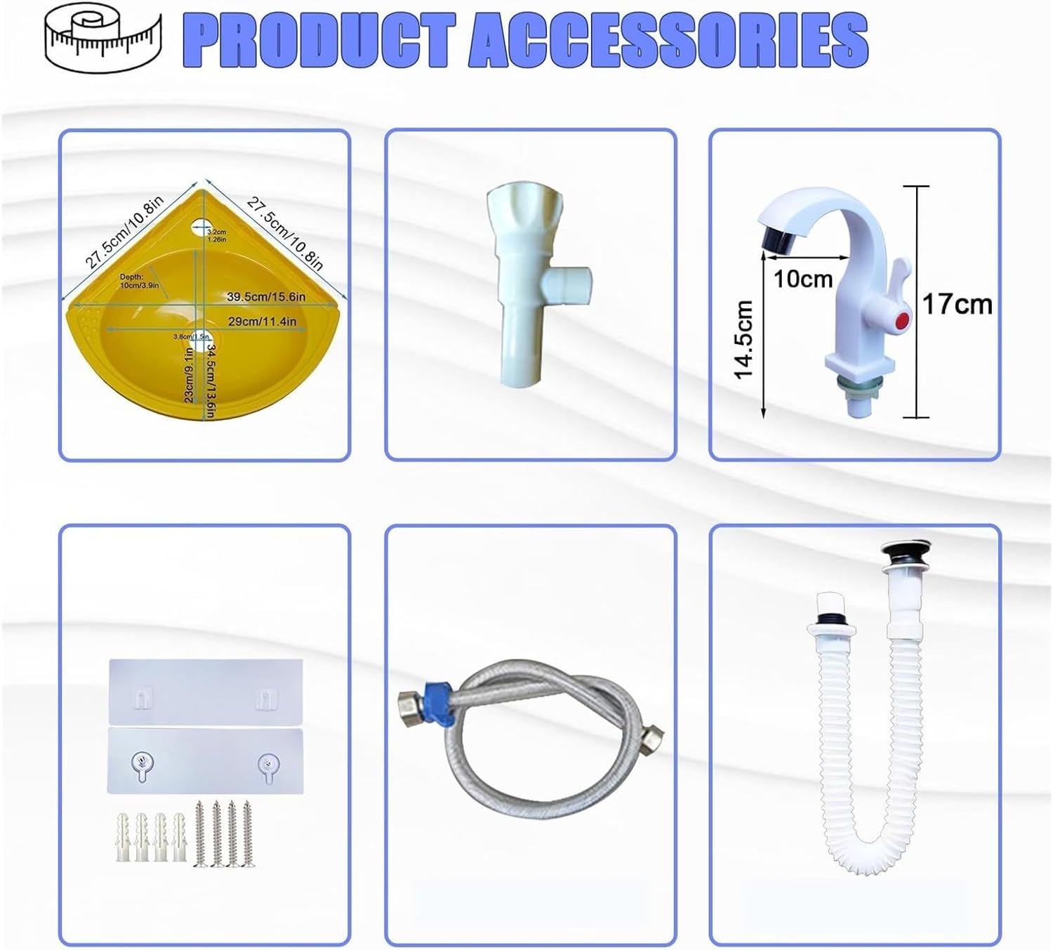 Wall-Mounted Mini Hand Basin Plastic Corner Sink for Caravan & Camping Space-Saving Design Lightweight White Portable Wash Basin,Yellow