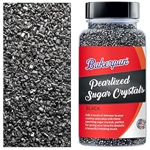 Bakerpan Black Pearlized Sugar Sprinkles for Baking - 5 oz Coarse Sparkling Decorating Sugar Crystals for Baking Topping, Cookies, Cupcakes & Cake Pops | Made in USA