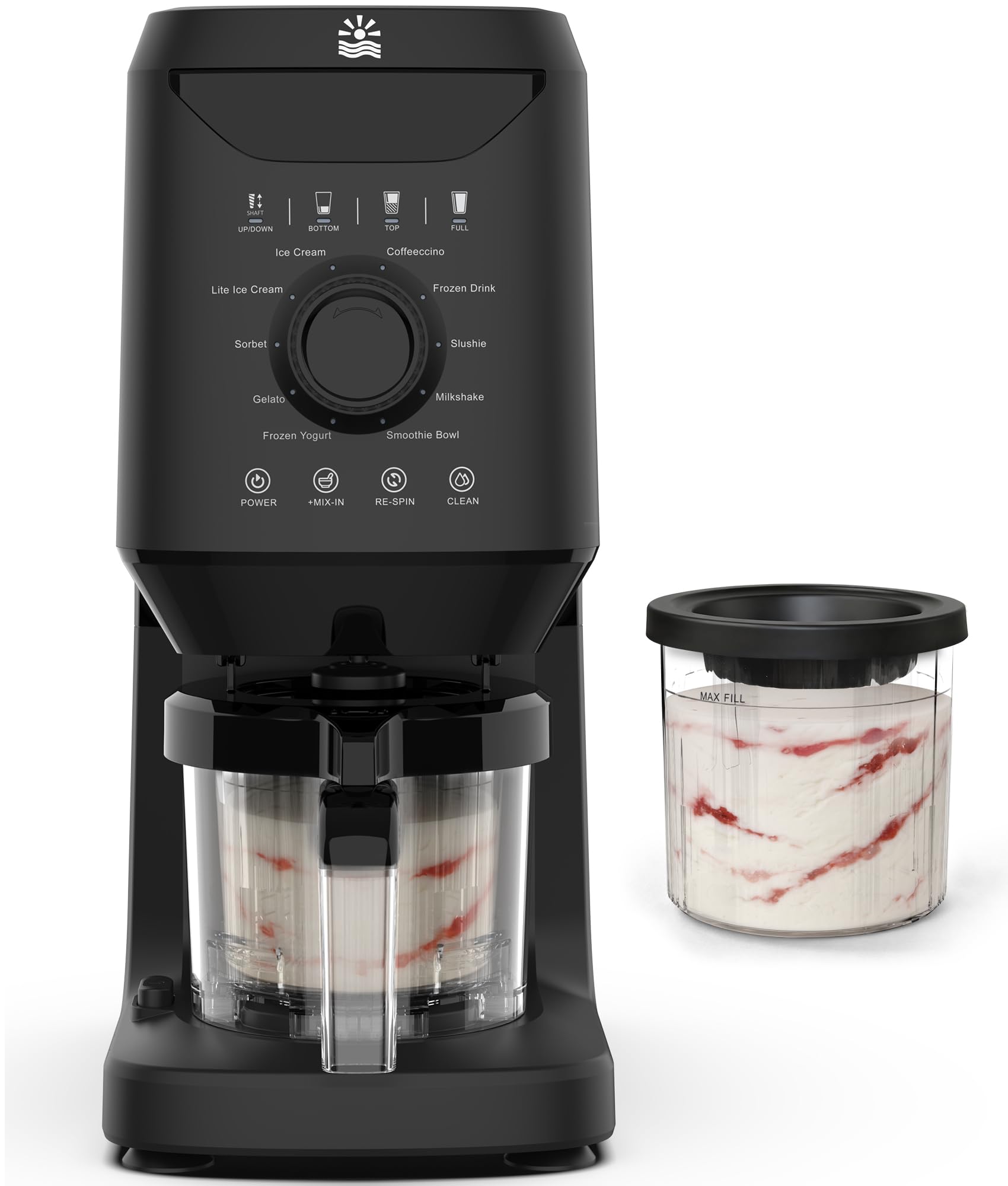 Rellytech Homemade Ice Cream Maker Machine - 12-in-1 Ice Cream Maker with 2 Pint Containers Lids Gelato Sorbet
