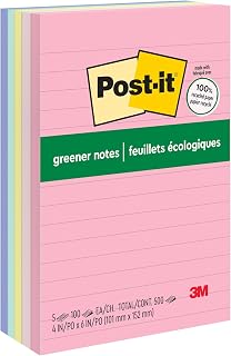 Post-it Greener Notes, 4 x 6 in, Sweet Sprinkles Collection, 5 Lined Pads