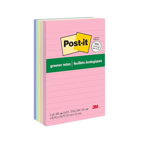 4x6 Recycled Post-it Notes, Pastel