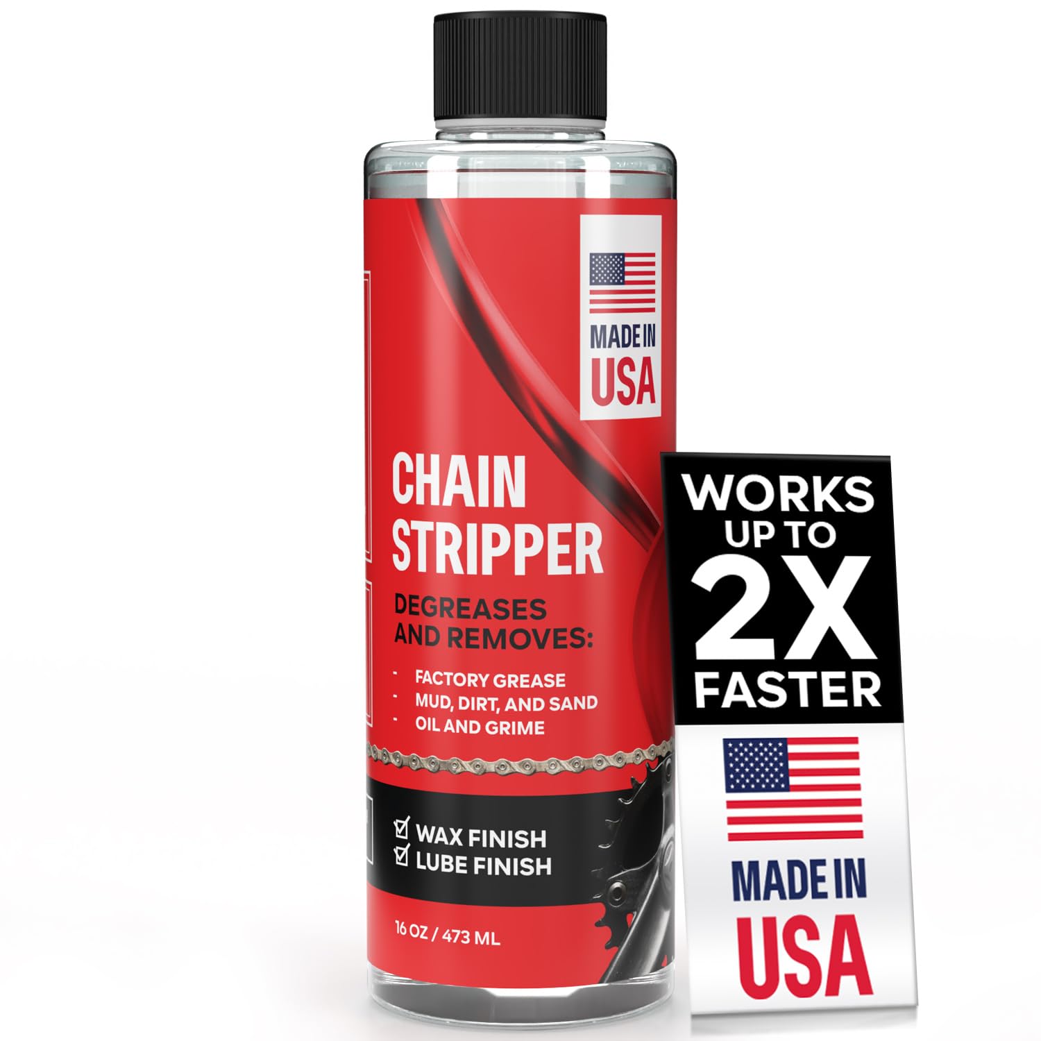 Professional Bike Chain Stripper + Degreaser - 16oz Chain Cleaner & Wax Prep, Works in Minutes, Made in USA, Easy Drip-On Application On Bike, Soak for Deep Clean, Strip + Prep for Bike & Motorcycle