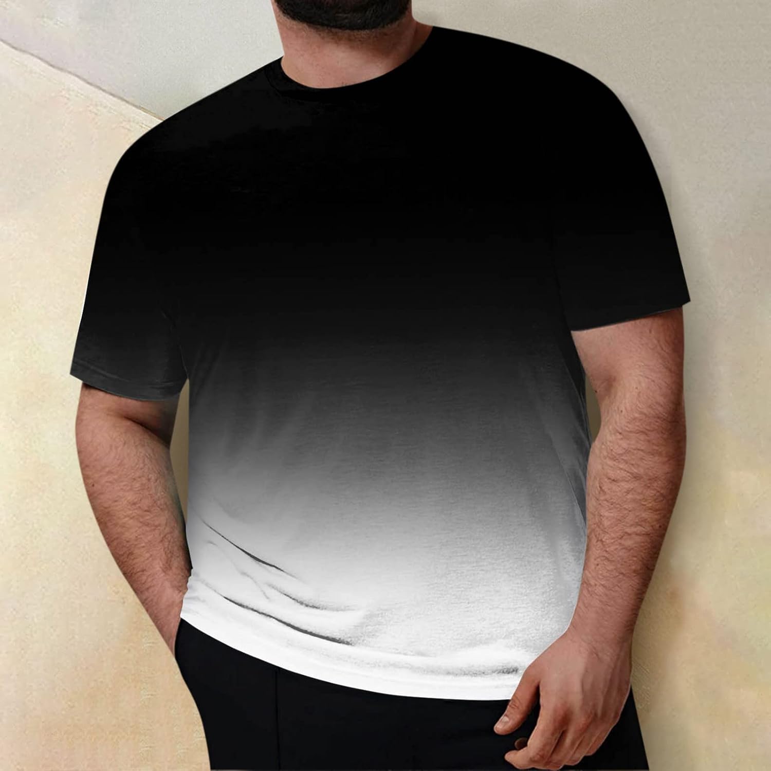 RTRDE Men's Gradient Color T Shirts Casual Fashion Tops Camisas Ropa Hombres Big and Tall T Shirt, XXL-7XL
