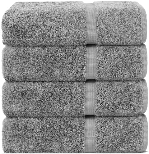 Chakir Turkish Linens | Hotel & Spa Quality 100% Cotton Premium Turkish Towels | Soft & Absorbent (4-Piece Bath Towels, Gray) - Thumbnail 2