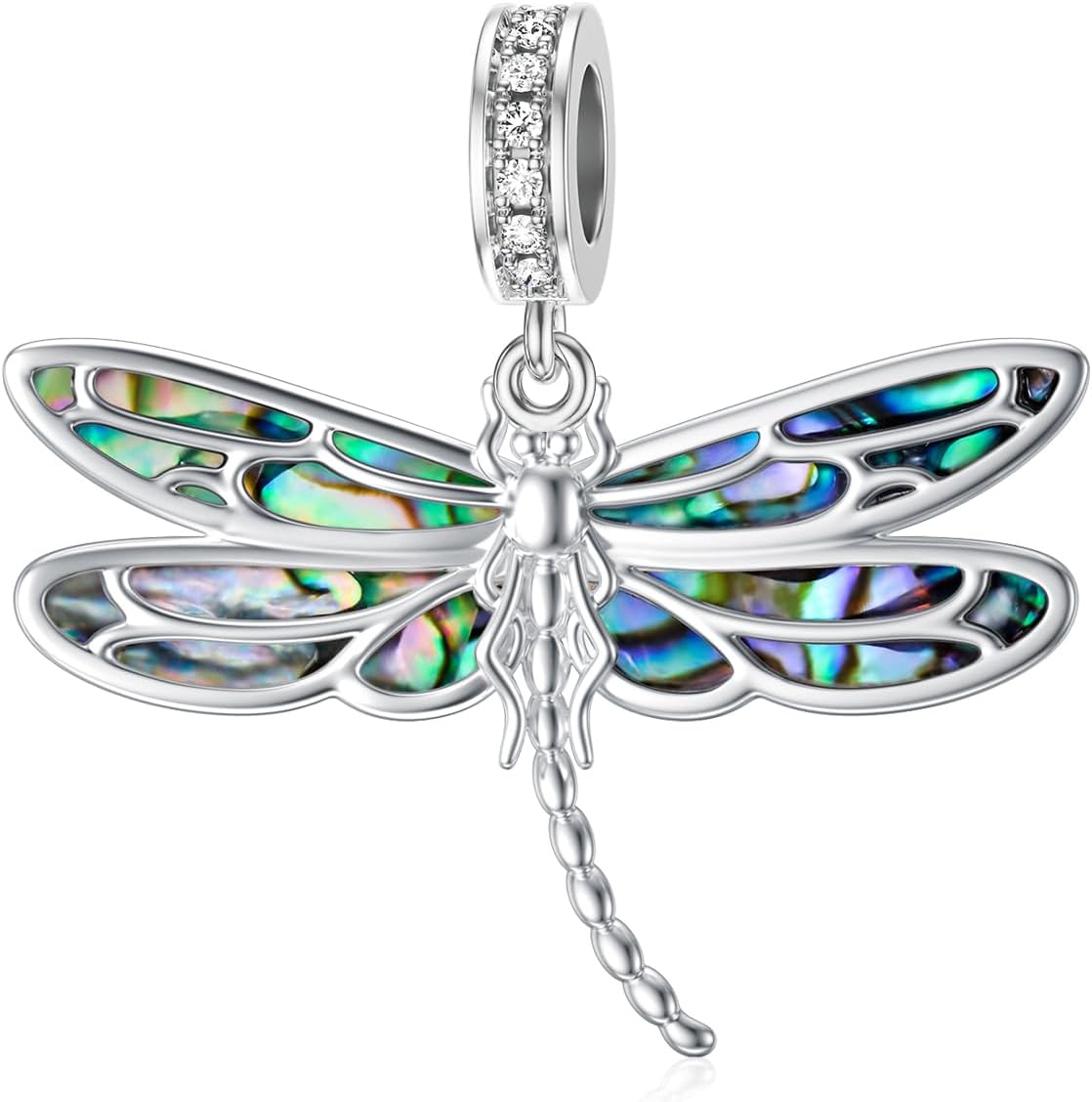 PELOVNY S925 Sterling Silver Dragonfly Music Charm Bead for Bracelet - Music Note Jewelry for Women