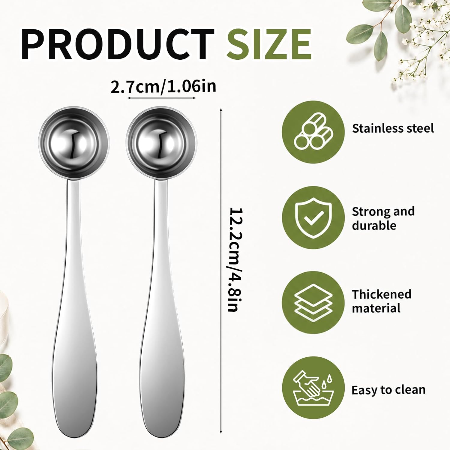 2 Pack 5ml Teaspoon Scoop, Stainless Steel Teaspoon Measuring Spoon