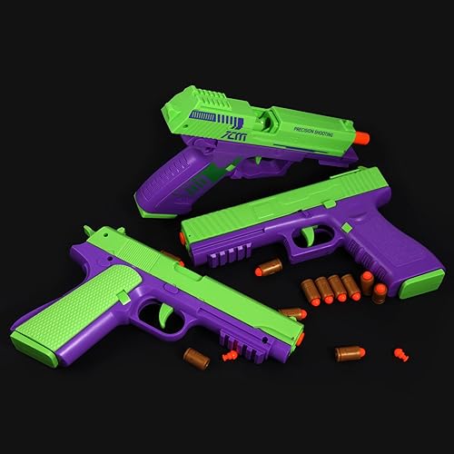 Miniatura 7 de SYAMZZMS Pistola de juguete en U Vacía Shell Expulsor Divertido Juguete Suave Bullet Nerf Pistola de recarga totalmente automática Regalos ideales