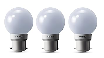 wipro Safelite N10002 B22 0.5-Watt Led Night Lamp (Warm White/Golden Yellow, Pack of 3, Glass)