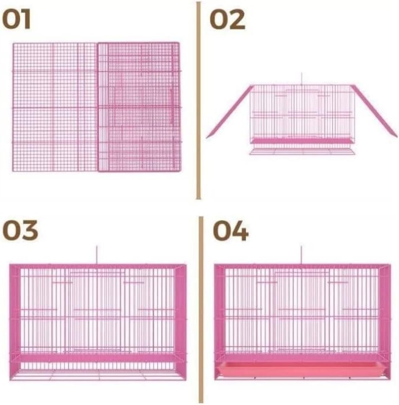 Jaula De Aves Para Canarios Transportadores Rectangulares Para Pájaros, Soporte Rodante Inferior De ABS, Jaula Para Para Mascotas, Vuelo Con Alimentador Para Hotel En Casa Loros Conures(Pink,50*33cm)