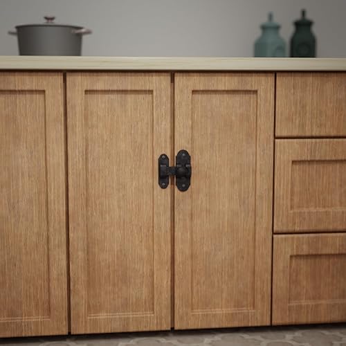 Miniatura 4 de Renovators Supply Manufacturing Pestillo deslizante negro para puerta, 3.25 x 1.25 pulgadas, de hierro forjado antiguo, pequeños cierres deslizantes