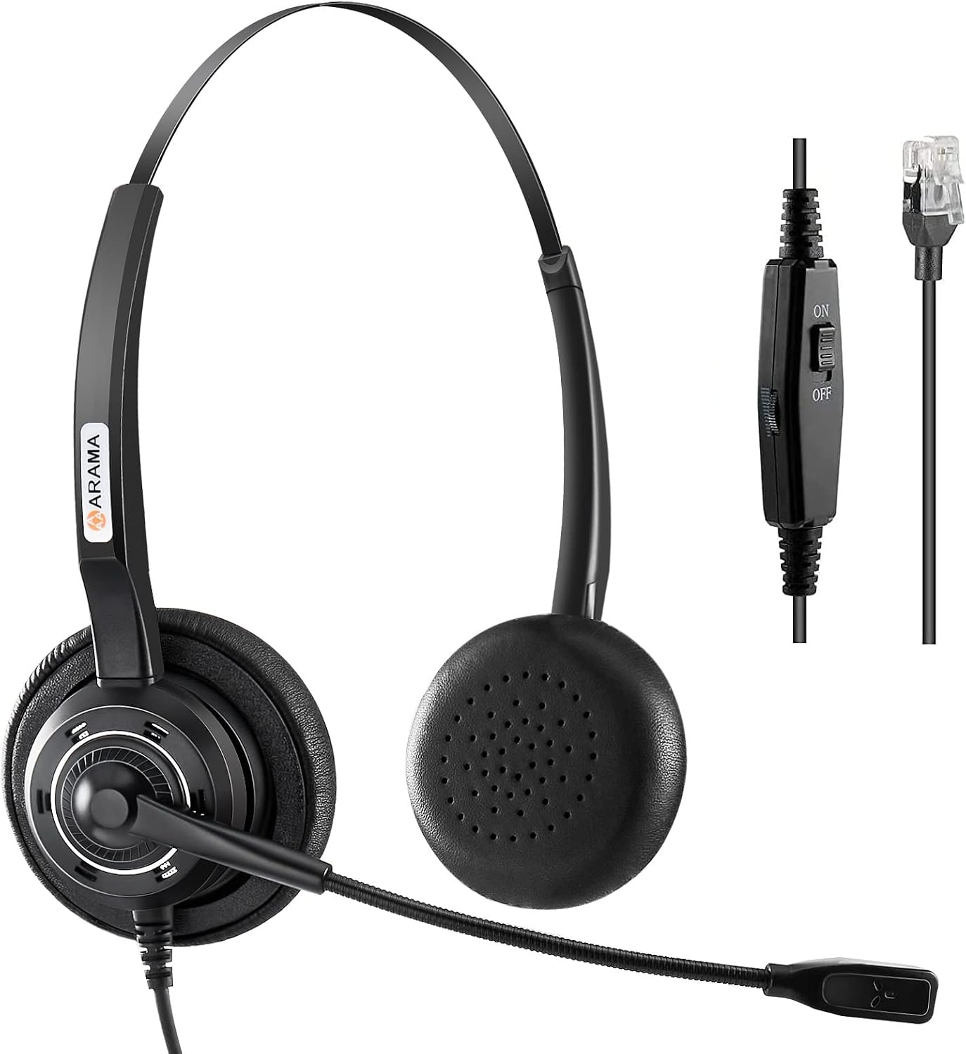 Phone Headset RJ9 with Noise-Canceling Mic and Volume Mute Control Telephone Headset Compatible with Polycom Mitel Fanvil HUWEI Shoretel NEC Siemens Aastra Plantronics Landline Phones Black