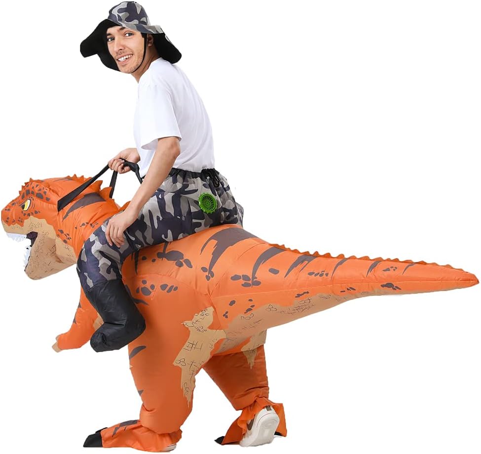 MXoSUM Adult Dinosaur Costume Inflatable Riding T- rex costume Funny Dino Blow up Costume Suit for Halloween Party Cosplay - Image 6