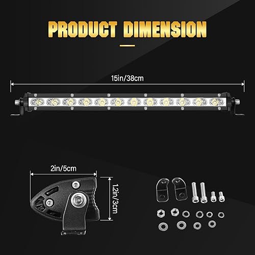 Miniatura 9 de SKYWORLD Barra de luz LED de 20 pulgadas de 90 W de una sola fila, perfil bajo, ultra delgada, mini, luces de conducción todoterreno, luces