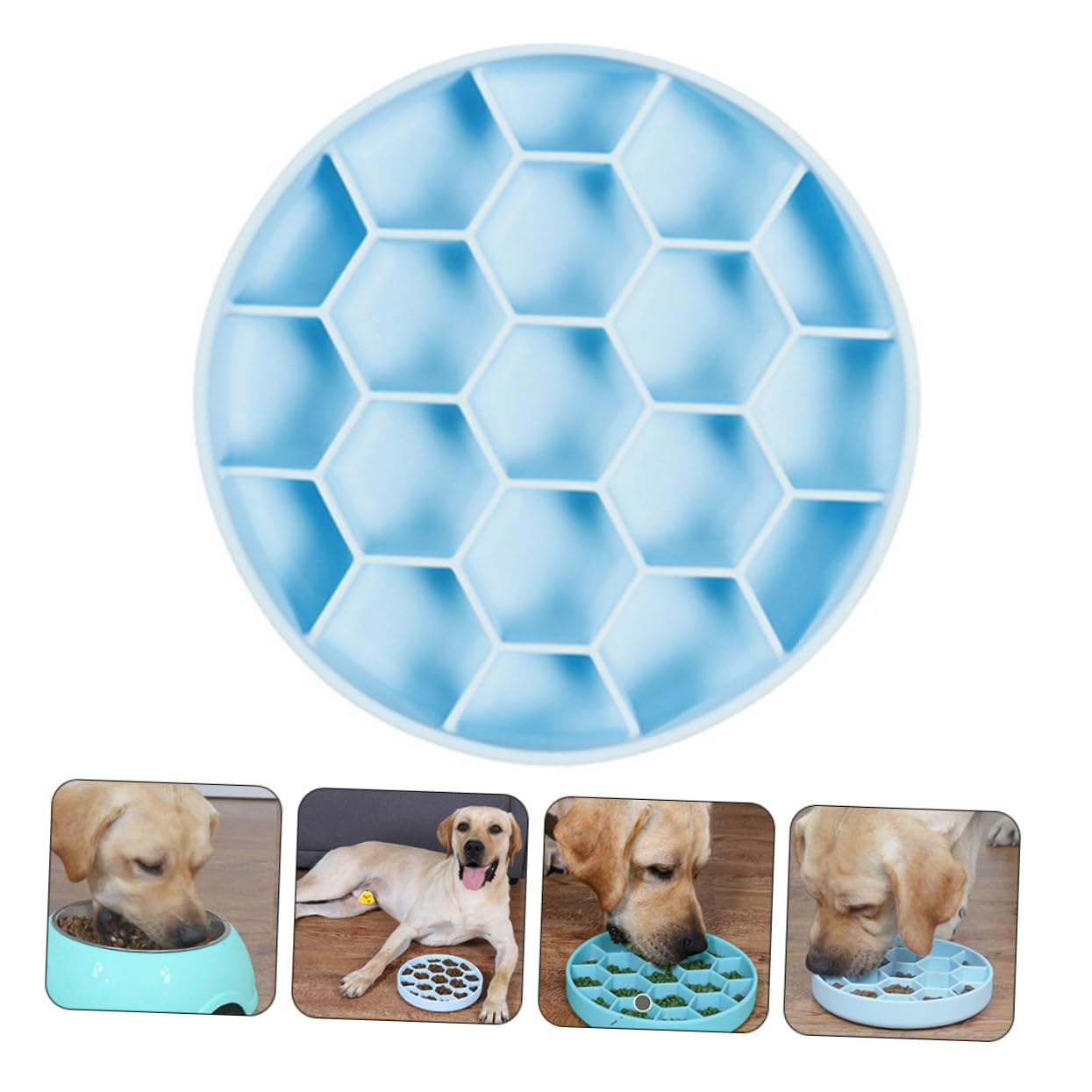Mikikit Comedero Lento Previene la Indigestión Vómito para Perros de Silicona Ventosa Antideslizante Diseño Único Esquinas Redondeadas para Alimentación Segura
