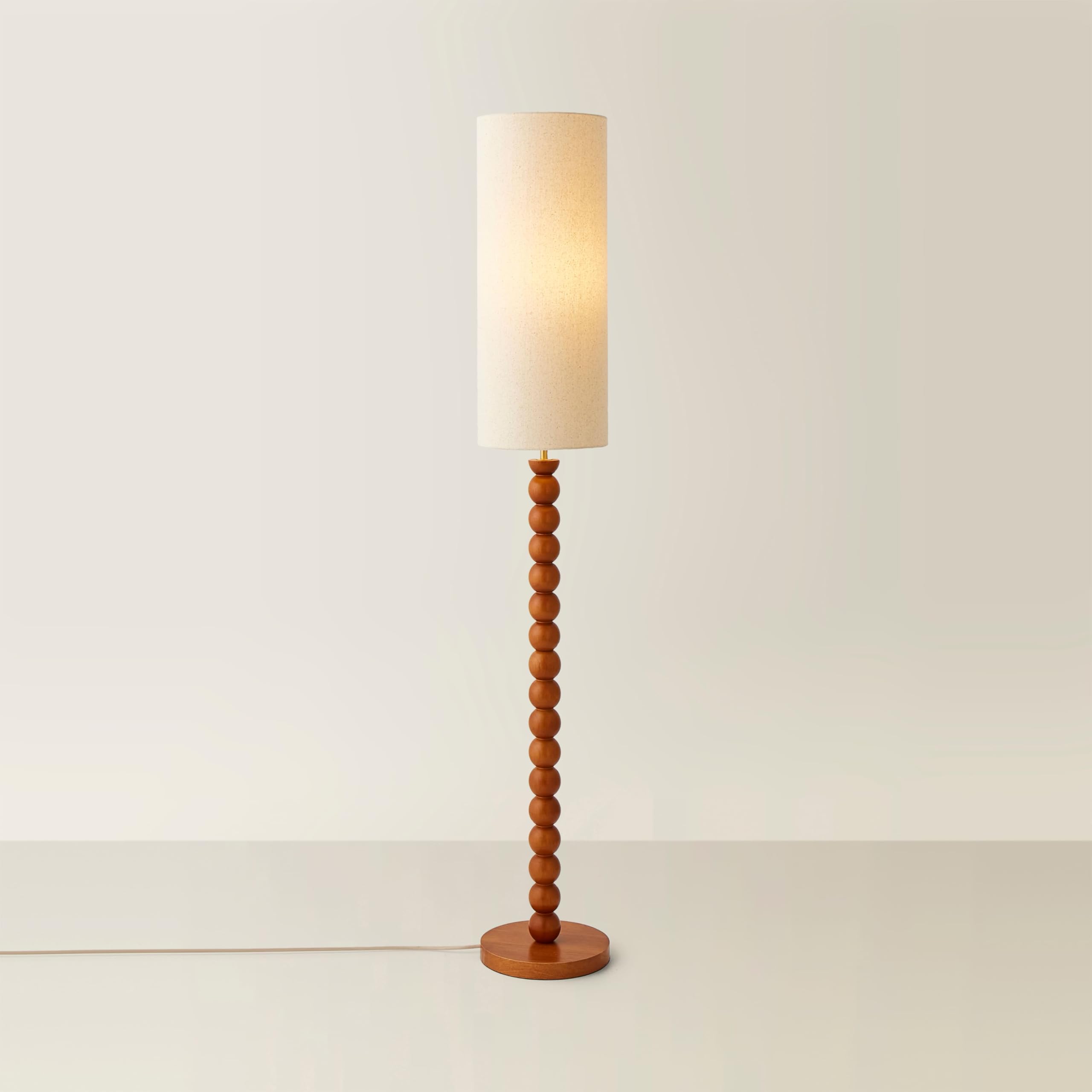 ValueLights | Wyatt Natural Linen Tall Lamp Shade Walnut Wood Bobbin Floor Lamp | Floor Lamps, Home Décor & Improvement Essential